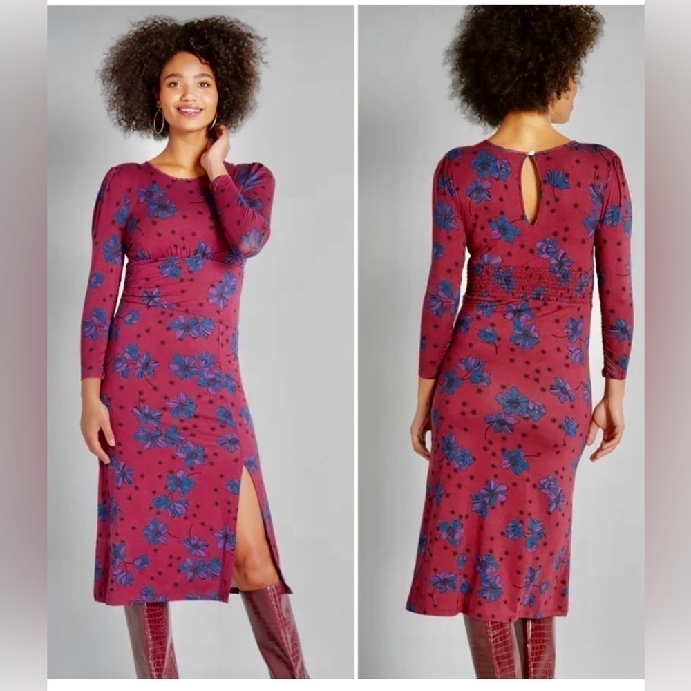ModCloth Stargazing in The Primroses Midi Stretch Dress Size M